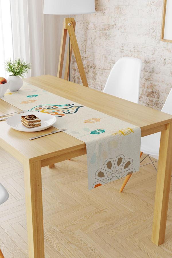 Moud'S Ramazan Desenli 40X140 Runner Masa Örtüsü, Dertsiz Süet Dokulu Runner, Leke Tutmaz Runner - Image 1