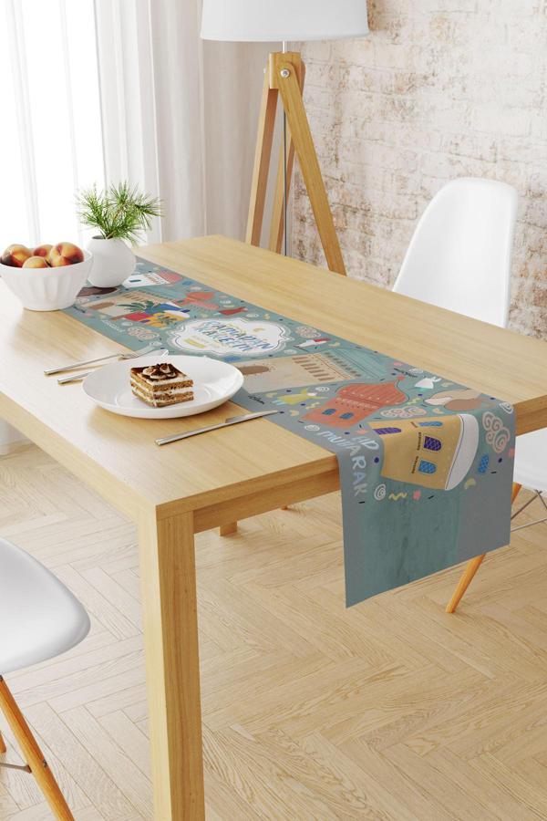 Moud'S Ramazan Desenli 40X140 Runner Masa Örtüsü, Dertsiz Süet Dokulu Runner, Leke Tutmaz Runner - Image 1