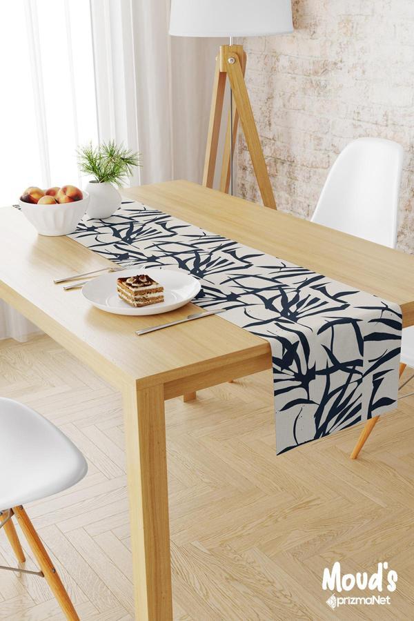 Moud'S Omegu 1 Desenli Baskılı Süet Runner Masa Örtüsü - Image 1