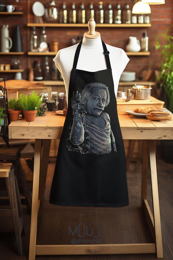 Moud'S Süet Kumaş Einstein Desenli Mutfak Önlüğü, Aşçı Önlüğü, Garson Önlüğü, Restoran Önlük - Image 1