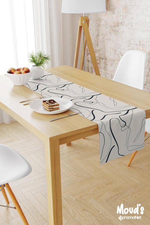 Moud'S Omegu 4 Desenli Baskılı Süet Runner Masa Örtüsü - Image 1