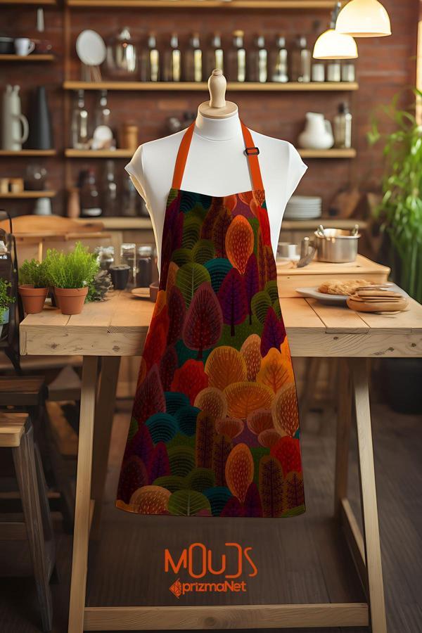 Moud'S Süet Kumaş Fall Desenli Mutfak Önlüğü, Aşçı Önlüğü, Garson Önlüğü, Restoran Önlük - Image 1