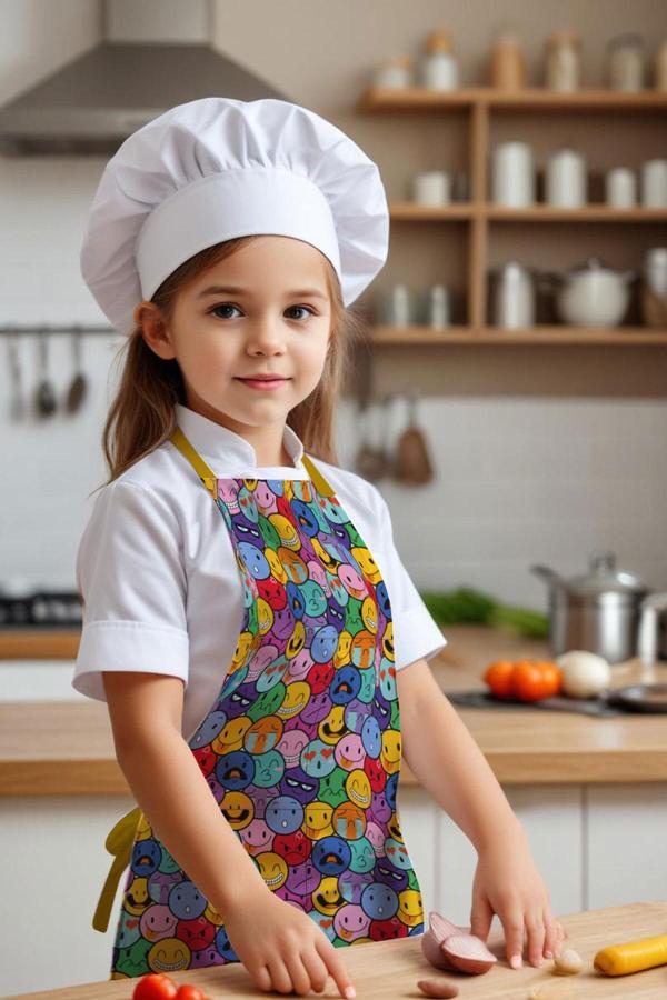 Moud'S Çocuk Mutfak Önlüğü, Aktivite Önlüğü, Desenli Mutfak Önlüğü, 55 Cm Boy 40 Cm Genişlik Çocuk Önlüğü - Image 1