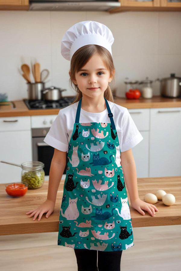 Moud'S Çocuk Mutfak Önlüğü, Aktivite Önlüğü, Desenli Mutfak Önlüğü, 55 Cm Boy 40 Cm Genişlik Çocuk Önlüğü - Image 1