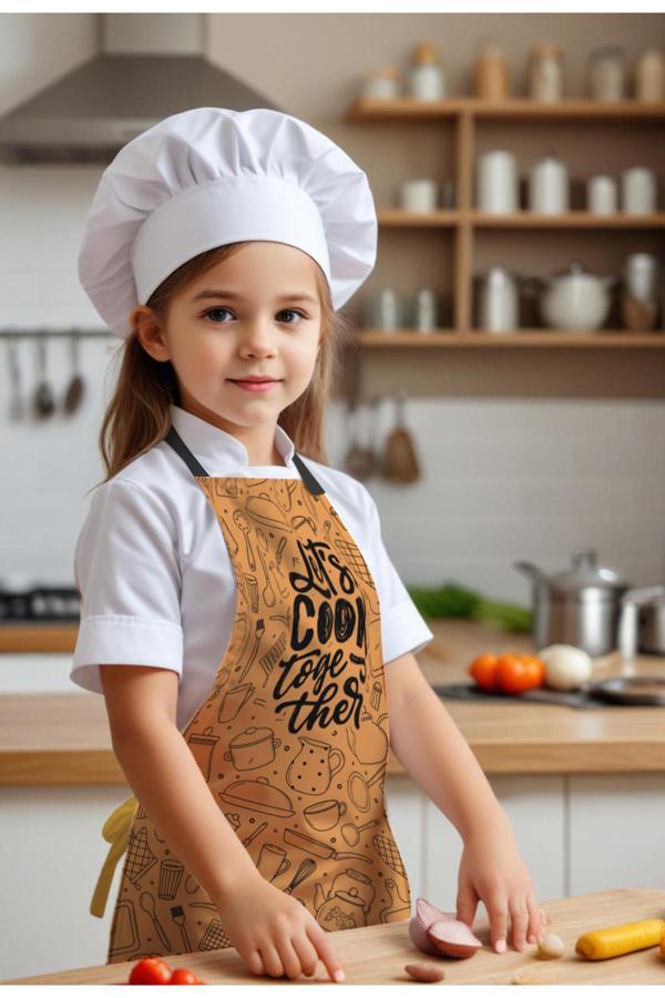 Moud'S Çocuk Mutfak Önlüğü, Aktivite Önlüğü, Desenli Mutfak Önlüğü, 55 Cm Boy 40 Cm Genişlik Çocuk Önlüğü - Image 1