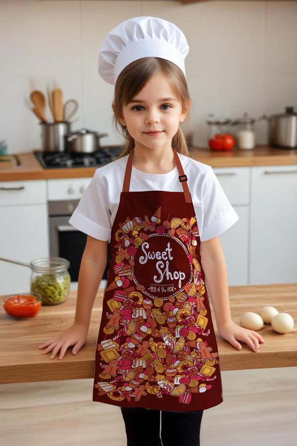 Moud'S Çocuk Mutfak Önlüğü, Aktivite Önlüğü, Desenli Mutfak Önlüğü, 55 Cm Boy 40 Cm Genişlik Çocuk Önlüğü - Image 1