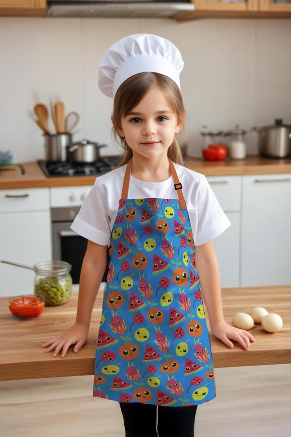 Moud'S Çocuk Mutfak Önlüğü, Aktivite Önlüğü, Desenli Mutfak Önlüğü, 55 Cm Boy 40 Cm Genişlik Çocuk Önlüğü - Image 1