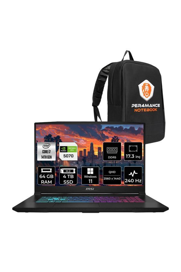 MSI Katana 17 HX i7-14650HX 64GB 4TB SSD RTX5070/8GB 17.3'' 2K QHD 240Hz W11P Gaming Laptop B14WGK - Image 1