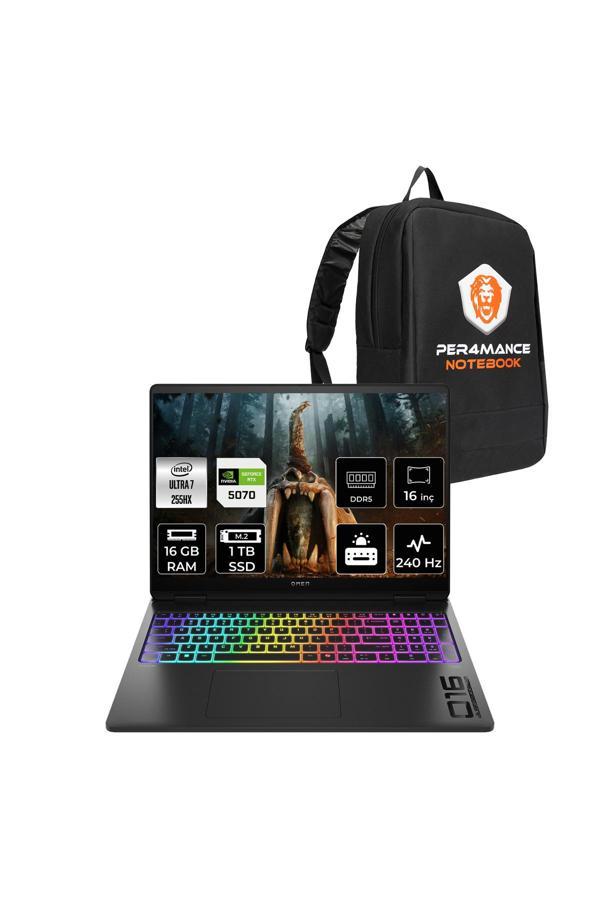 HP OMEN Max 16 Ultra 7 255HX 16GB 1TB SSD RTX5070/8GB 16'' 240Hz WQXGA FDOS Gaming Laptop & ÇANTA - Image 1