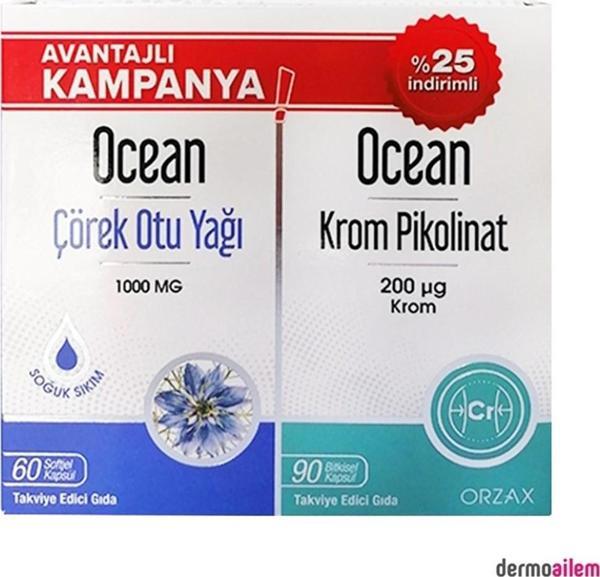 Orzax Ocean Çörek Otu Yağı 60 Kapsül + Krom Pikolinat 90 Kapsül Avantajlı Kampanya - Image 1