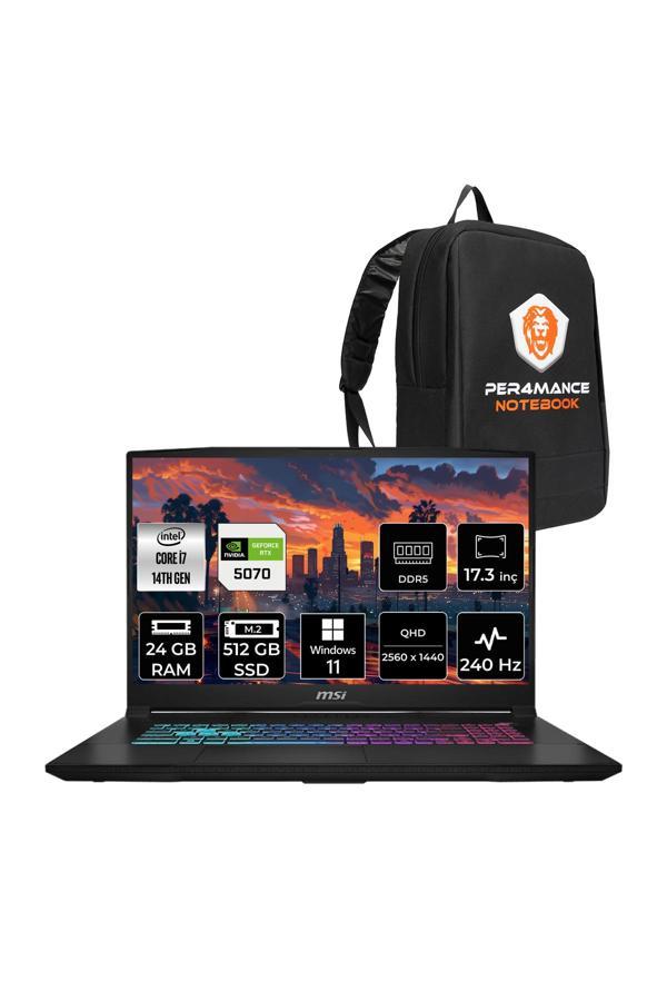 MSI Katana 17 HX i7-14650HX 24GB 512GB SSD RTX5070/8GB 17.3'' 2K QHD 240Hz W11H Gaming Laptop B14WGK - Image 1