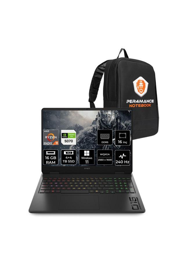 HP Omen 16 R9-8940HX 16GB 4TB+4TB SSD RTX5070/8GB 16" QHD+ 240Hz W11P Gaming Laptop & Per4 Çanta - Image 1