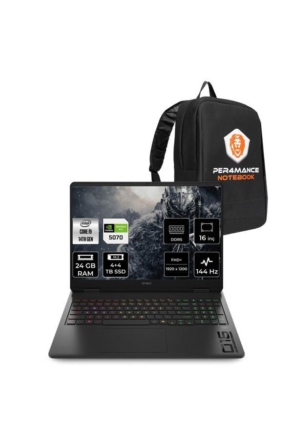 HP Omen 16 i9-14900HX 24GB 4TB+4TB SSD RTX5070/8GB 16" FHD+ FDOS Gaming Laptop & Per4 Çanta - Image 1
