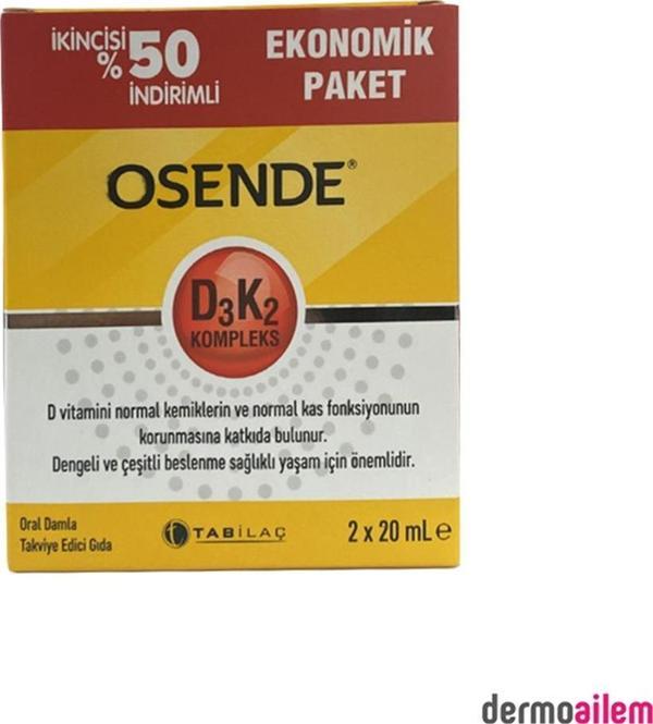 Osende Vitamin D3K2 Complex Damla 20 ml 2'li Ekonomik Paket - Image 1