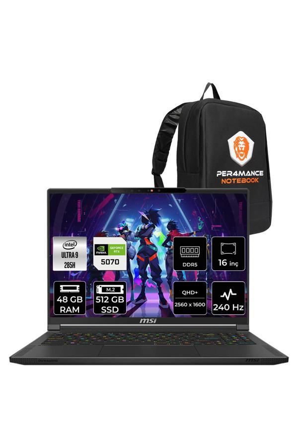 MSI Stealth 16 HX AI Ultra 9 285H 48GB 512GB SSD RTX5070/8GB 16" QHD+ 240Hz OLED FDOS Gaming Laptop - Image 1