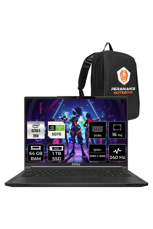 MSI Stealth 16 HX AI Ultra 9 285H 64GB 1TB SSD RTX5070/8GB 16" QHD+ 240Hz OLED FDOS Gaming Laptop - Image 1