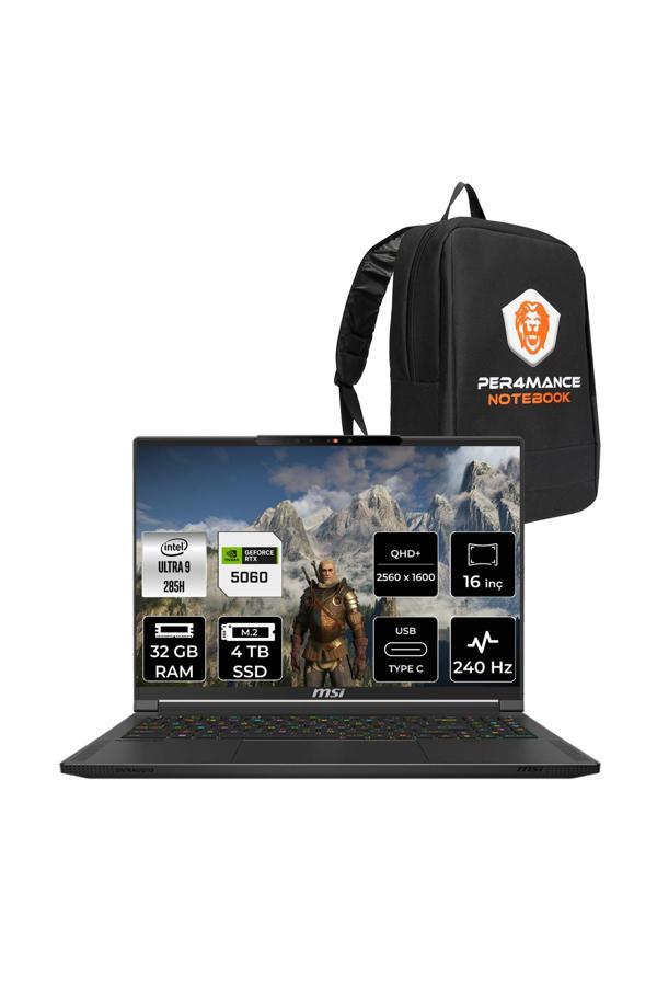 MSI Stealth 16 AI Ultra 9 285H 32GB 4TB SSD RTX5060/8GB 240Hz WQXGA 16'' FDOS A2HWFG Gaming Laptop - Image 1