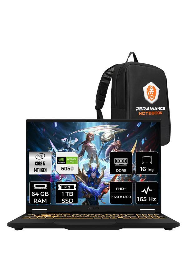 ASUS TUF F16 i7 14650HX 64GB 1TB SSD RTX5050/8GB 115W 165Hz 16'' WUXGA FDOS Gaming Laptop FX608JHR - Image 1