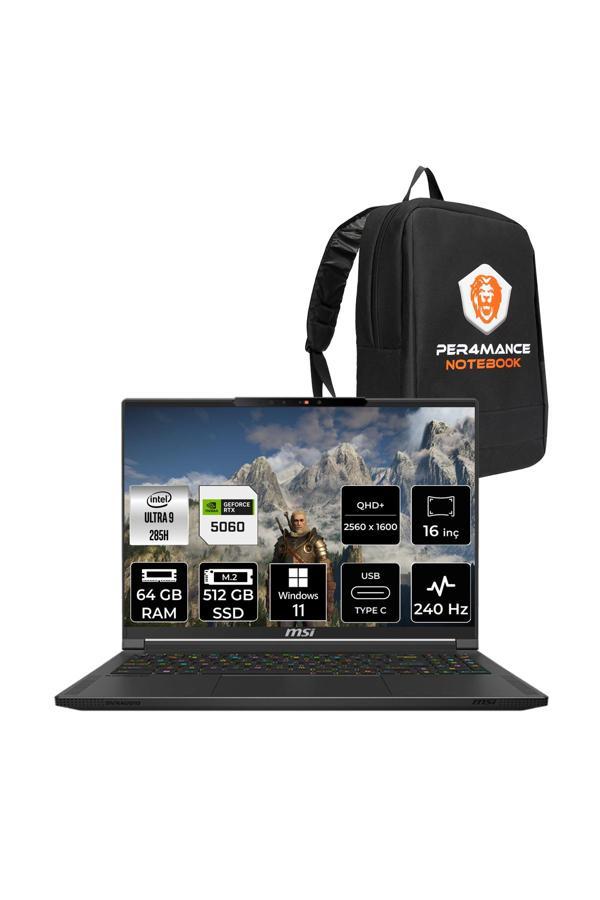 MSI Stealth 16 AI Ultra 9 285H 64GB 512GB SSD RTX5060/8GB 240Hz WQXGA 16'' W11P A2HWFG Gaming Laptop - Image 1