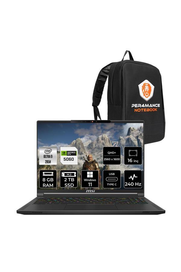 MSI Stealth 16 AI Ultra 9 285H 8GB 2TB SSD RTX5060/8GB 240Hz WQXGA 16'' W11P A2HWFG Gaming Laptop - Image 1