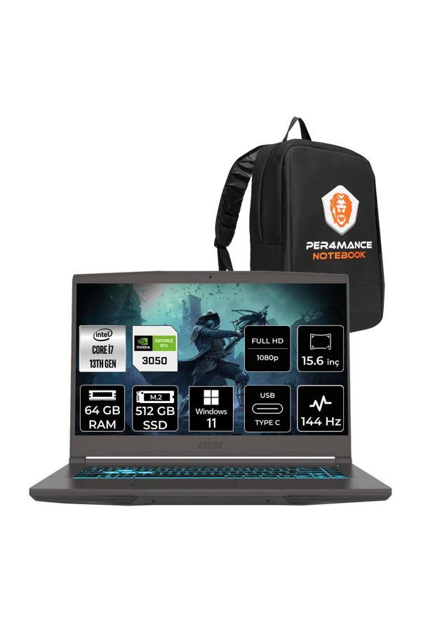 MSI Thin 15 i7 13620H 64GB 512GB SSD RTX3050/4GB 15.6" FHD 144HZ W11P Gaming Laptop & PER4 ÇANTA - Image 1