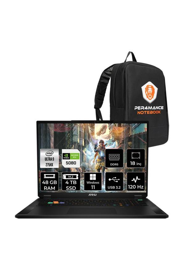 MSI Stealth 18 HX AI Ultra 9 275HX 48GB 4TB SSD RTX5080/16GB 150W 18'' UHD+ W11P Gaming Laptop - Image 1