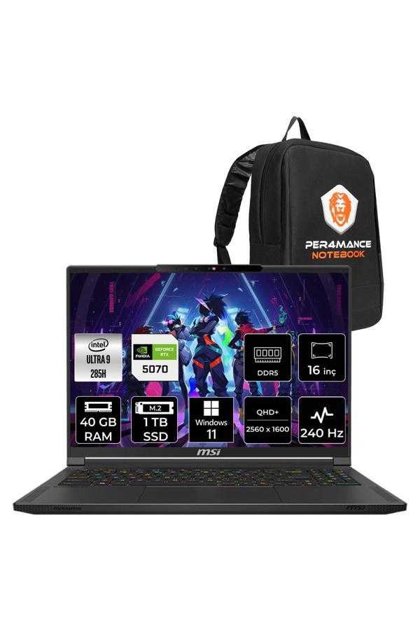 MSI Stealth 16 HX AI Ultra 9 285H 40GB 1TB SSD RTX5070/8GB 16" QHD+ 240Hz OLED W11P Gaming Laptop - Image 1
