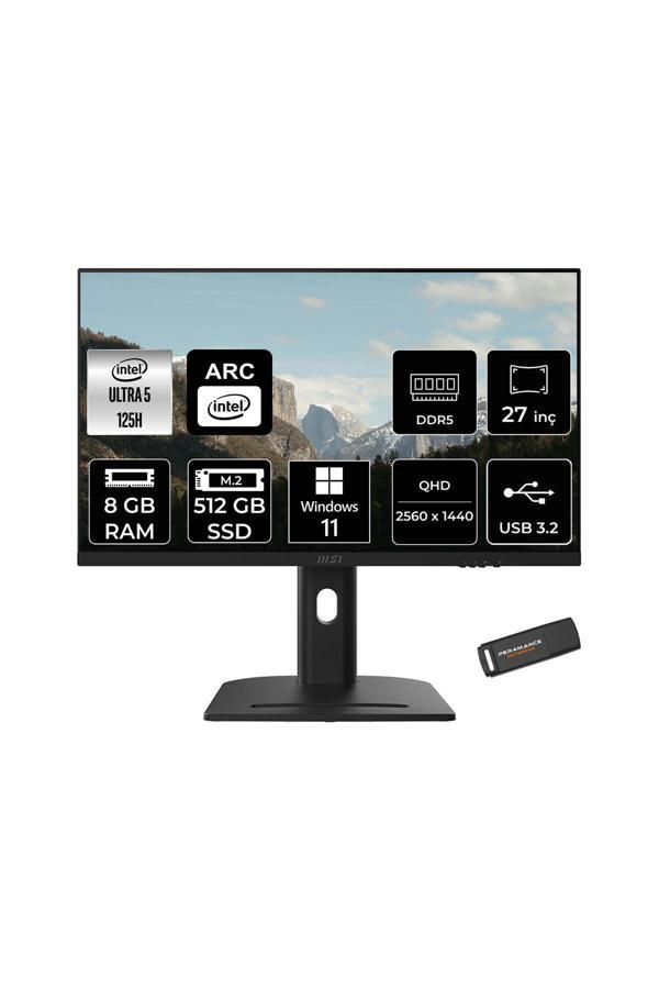 MSI Modern AM273QP AI Ultra 5 125H 8GB 512GB SSD 27" WQHD 100Hz W11H All in One Bilgisayar & USB - Image 1