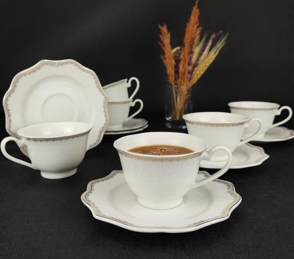 Digithome Porselen Desenli 6 Kişilik Gold Yaldızlı Kahve Fincan Takımı - RISE-100 62623 C320.045 - Image 1