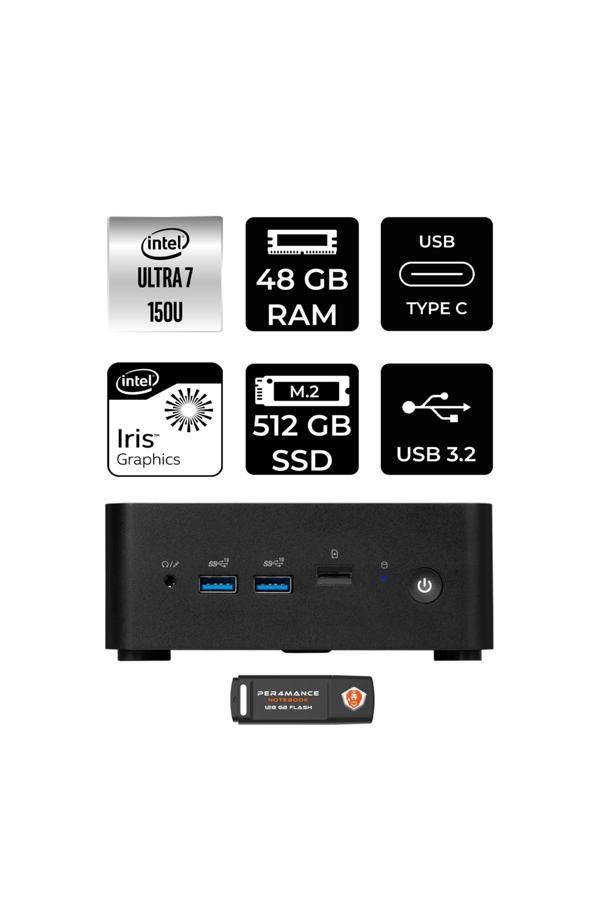 MSI Cubi NUC 7 150U 48GB 512GB SSD FDOS Mini Masaüstü & PER4 USB Bellek - Image 1