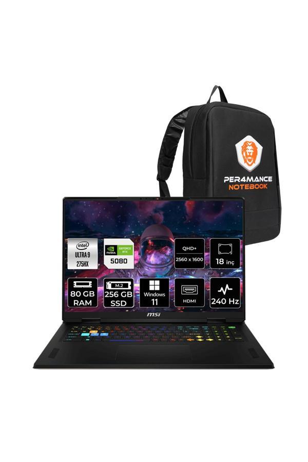 MSI Vector 18 HX AI Ultra 9 275HX 80GB 256GB SSD RTX5080/12GB 175W 18" QHD+ 240Hz W11P Gaming Laptop - Image 1