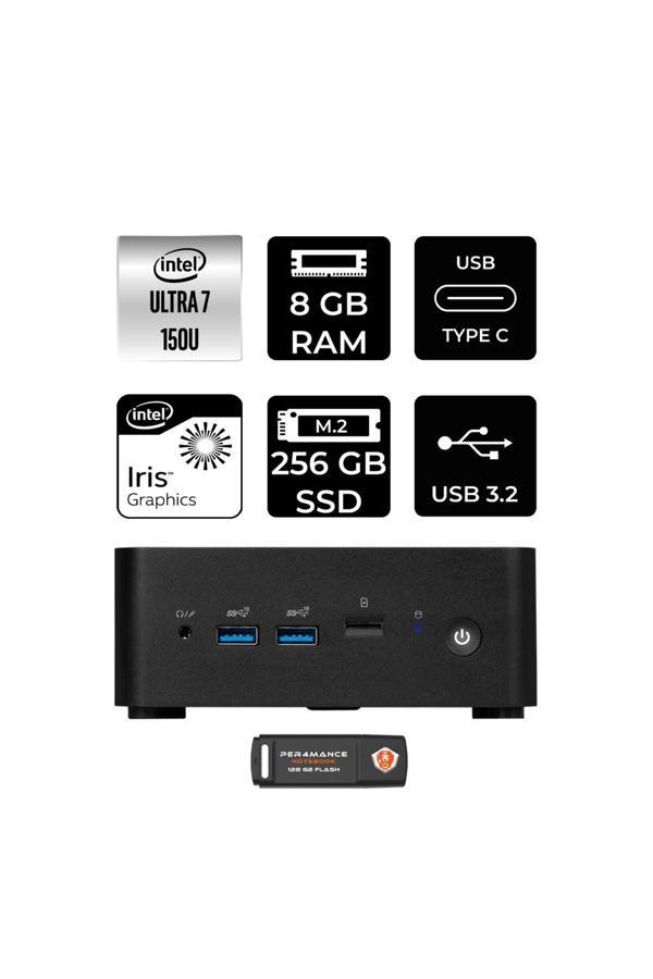 MSI Cubi NUC 7 150U 8GB 256GB SSD FDOS Mini Masaüstü & PER4 USB Bellek - Image 1