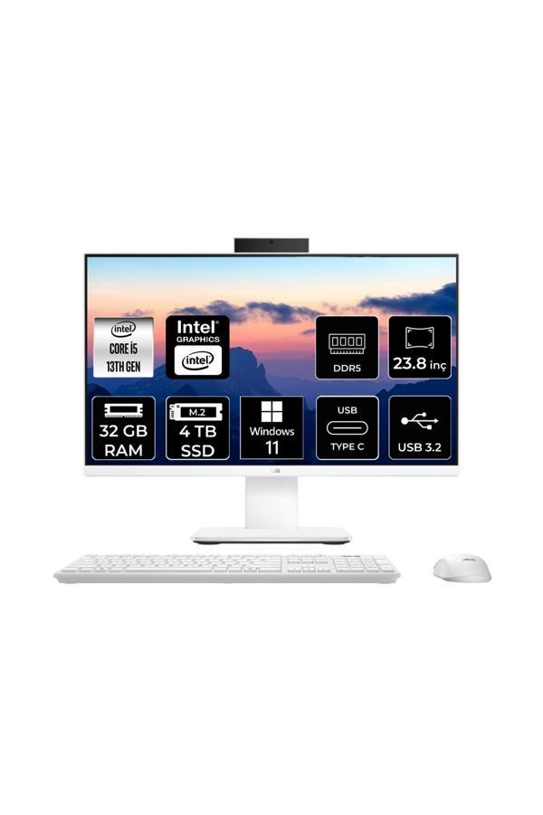 ASUS V440 Intel Core i5 13420H 32GB 4TB SSD 23.8" FHD W11H All in One Bilgisayar Beyaz & USB Bellek - Image 1
