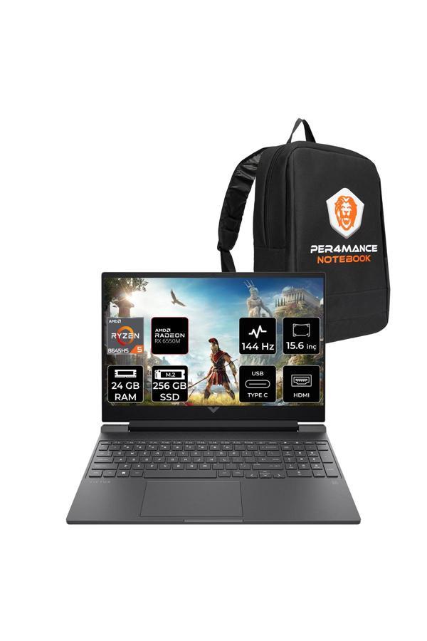 HP Victus 15 R5 8645HS 24GB DDR5 256GB SSD RX6550M/4GB 15.6'' 144Hz FDOS Gaming Laptop & PER4 ÇANTA - Image 1