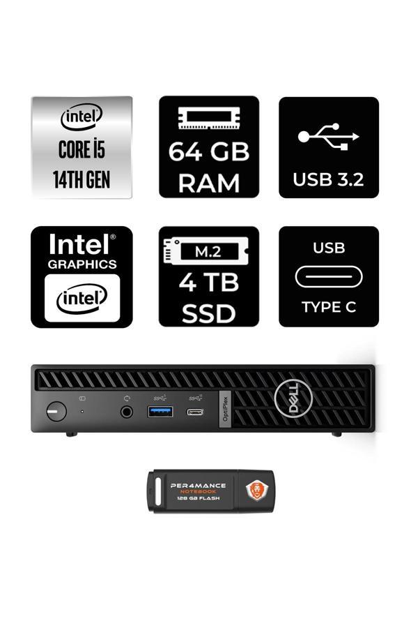 Dell OptiPlex 7020MFF i5-14500T 64GB 4TB SSD W11H Mini Masaüstü & PER4 USB Bellek - Image 1