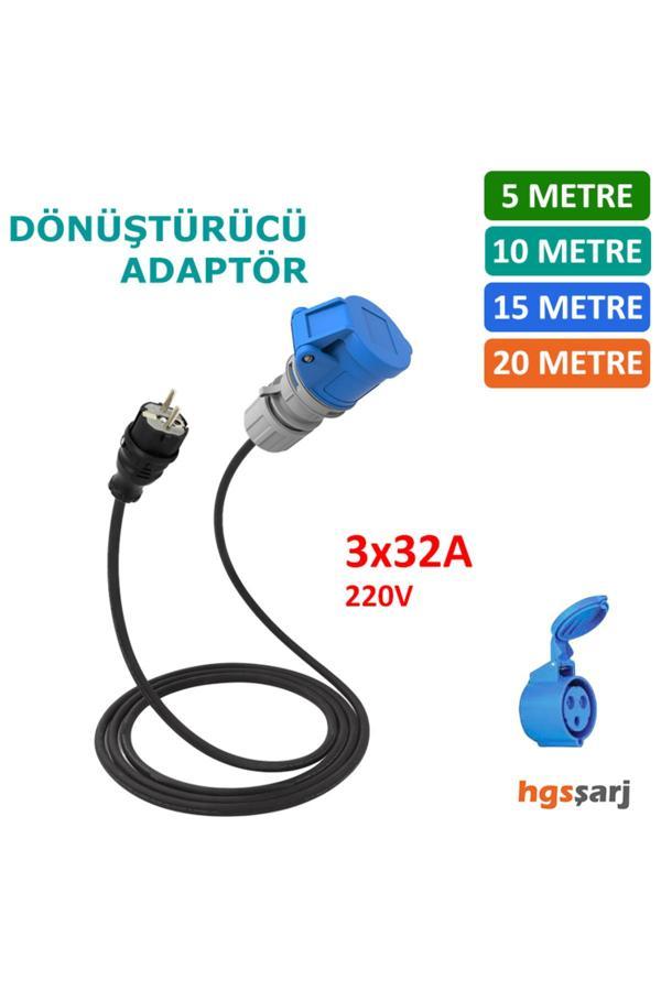 Hgsşarj 15 Metre, 3X32A 220V Ile Çalışan Uyumlu Cihazınızı, 220V Ev Tipi Prize Bağlar. Elektrikli Araç - Image 1
