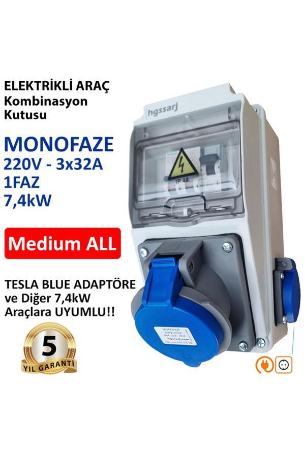 Hgsşarj Elektrikli Araç Kombinasyon Kutusu, Tesla Blue Adaptöre Uyumlu,  ''Medium All'' 3X32A + 1X16A - Image 1