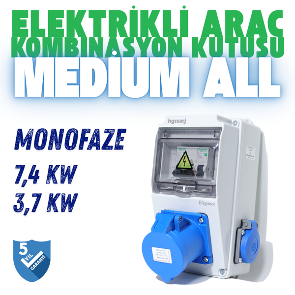 Hgsşarj Elektrikli Araç Kombinasyon Kutusu Tesla Blue Adaptöre Uyumlu Medium All 3X32A + 1X16A Schneider - Image 1