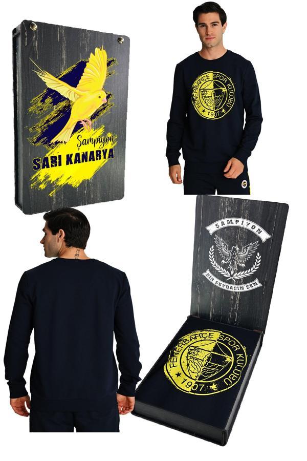 Fenerbahçe Tribün UV Baskılı  Tek Renk Logolu Erkek Sweatshirt - Image 1
