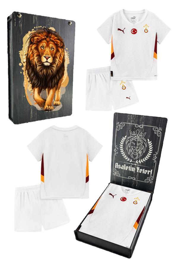 Galatasaray Orijinal Lisanslı 24-25 Beyaz 5 Yıldızlı UV Aslan Baskılı Çocuk Form - Image 1