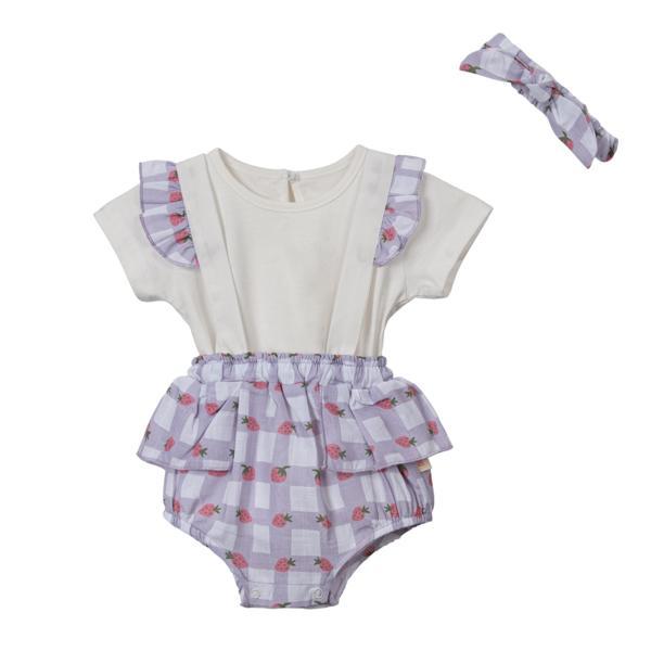 ÇİLEKLİ ASKILI ŞORT BODY TAKIM Lila - Image 1