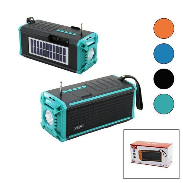 J-İPOK P-520 HASUBA HS-293 FENERLİ SOLAR PANELLİ - USB ŞARJLI BLUETOOTH FM RADYO MP3 USB - TF PLAYER 8W (2818) - Image 1