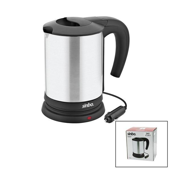 SİNBO SK-8034 24V ARAÇ İÇİ KETTLE PASLANMAZ ÇELİK SU ISITICISI 0.8LT  200W  ÇAKMAKLIK FİŞLİ  PLASTİK KAPAK - KULP (2818) - Image 1
