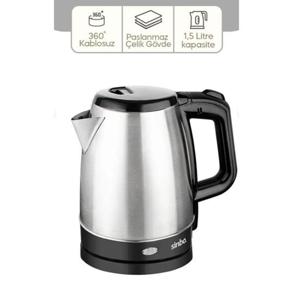 ÇELİK KETTLE 1.7LT GİZLİ REZİSTANS - KABLOSUZ SK-8015 (2818) - Image 1