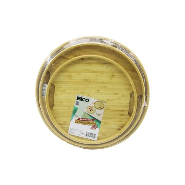 YUVARLAK - 3 BOY BAMBU AHŞAP TEPSİ SETİ 30--35--38CM (2818) - Image 1