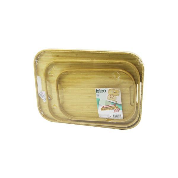 DİKDÖRTGEN - 3 BOY BAMBU AHŞAP TEPSİ SETİ 22X33--28X40--33X45CM (2818) - Image 1