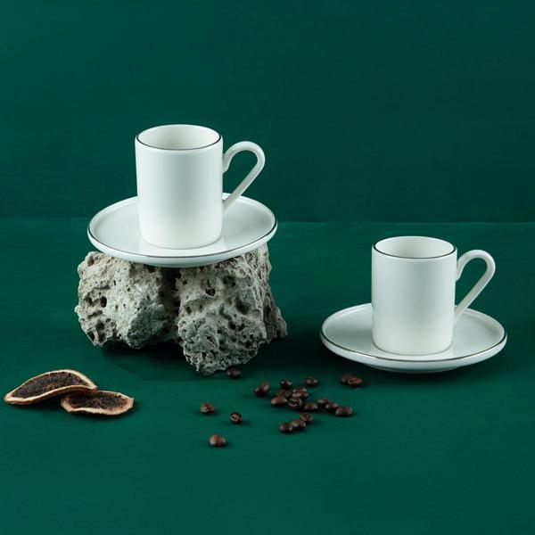 Aryıldız Hazel Platin 4 Parça 2 Kişilik Türk Kahve Fincan Takımı 90 ml - Image 1