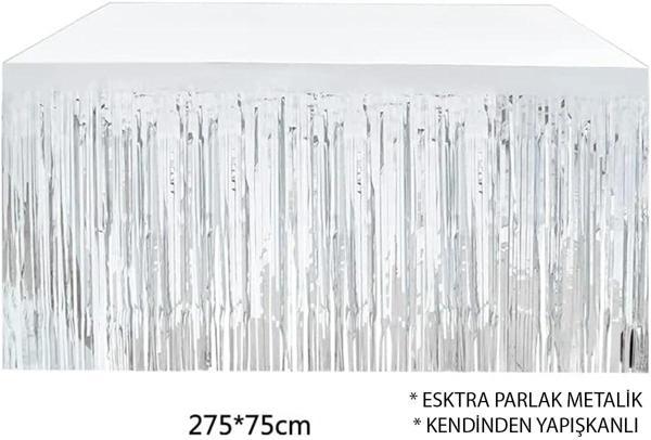 Gümüş Metalize Masa Eteği 275x75 cm – Kendinden Yapışkanlı - Image 1