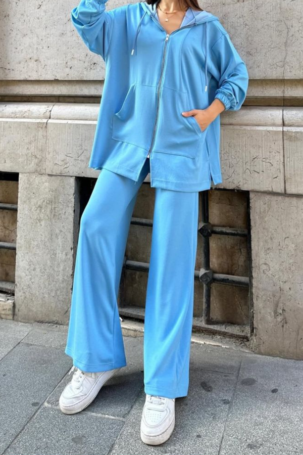 Balenbi Kadın Modal Penye Oversize Kapüşonlu Tesettür Tunik Takım 1108 - Image 1