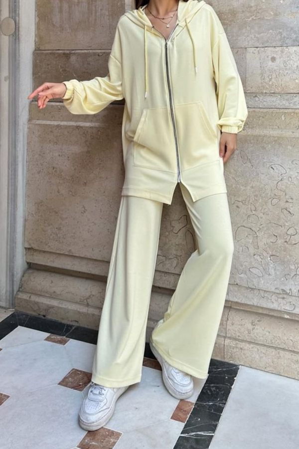 Balenbi Kadın Modal Penye Oversize Kapüşonlu Tesettür Tunik Takım 1108 - Image 1